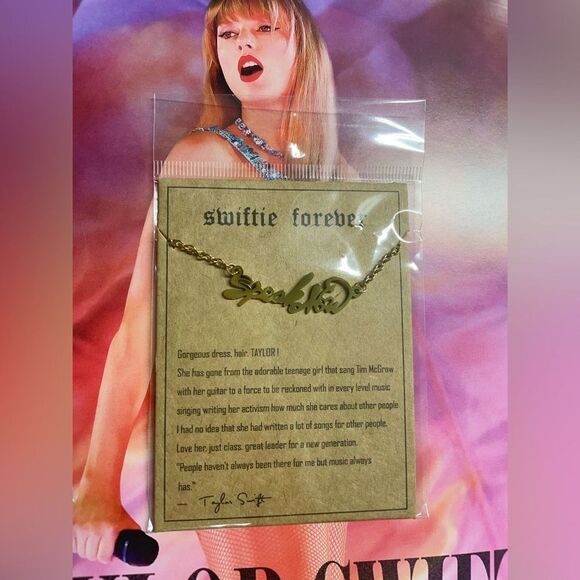 Taylor Swift necklace SPEAK NOW, gold color, NEW - Picture 2 of 4